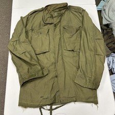 Vintage M-65 Field Jacket Mens Medium Green Fair Distressed Military Coat