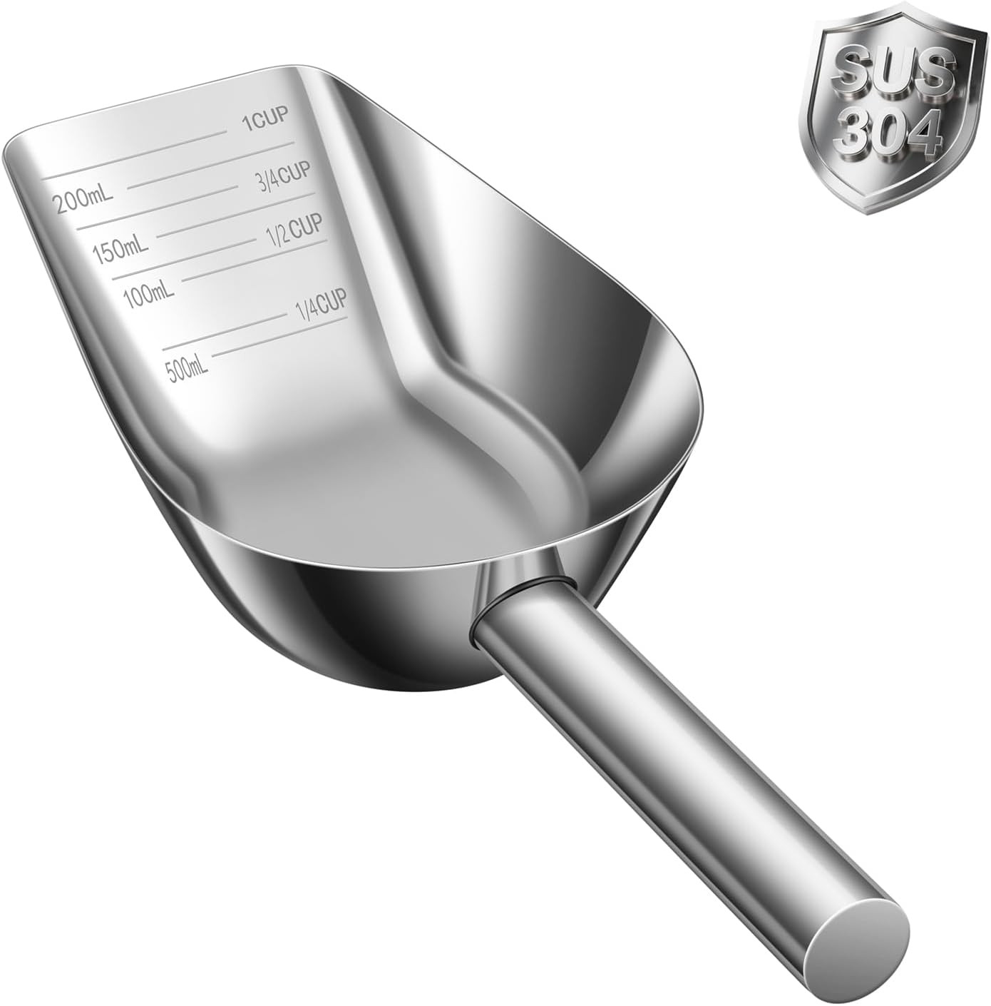 -scoop Measuring 1-cup - Food-grade 304 Stainless Steel Material