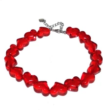 Crystal Heart Necklace for Valentine'S Day Acrylic Beads Love Necklace for Women