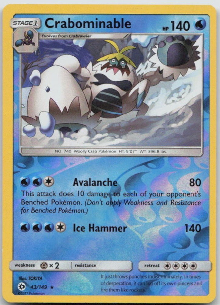 Crabominable 43/149 NM SM01 SM Base Set Reverse Holofoil