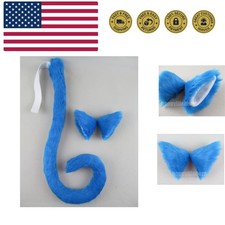 Long Fur Cat Ears and Cat Tail Set Halloween Party Kitty Cosplay Costume Kits...