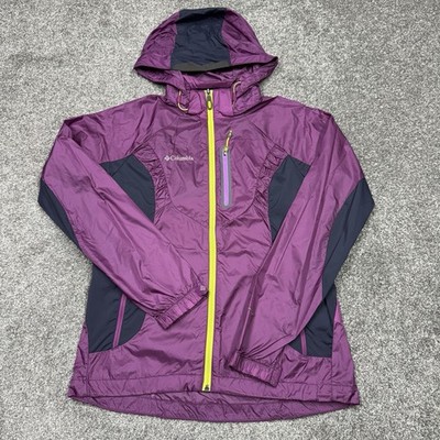 Columbia Jacket Women Medium Full Zip Up Hike Coat Windbreaker Rain Hooded Run