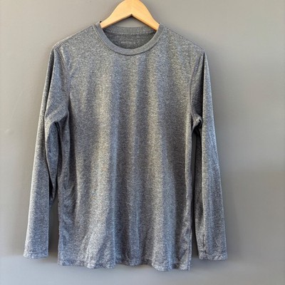 Layer 8 Mens Medium Gray Heathered Long Sleeve Crewneck Performance Shirt