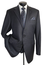 Hickey Freeman, Loro Piana solid gray 2button wool suit 44L Pants W38 x 33.5"L