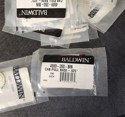 Baldwin 4989.260 Cabinet Pull Base .625'' Satin Chrome   Lot of 27   NEW