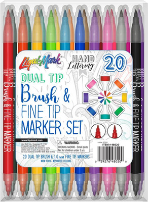 20 Pack Dual Tip Brush & 1.0Mm Fine Tip Markers   Non-Toxic Multicolor Art Marke