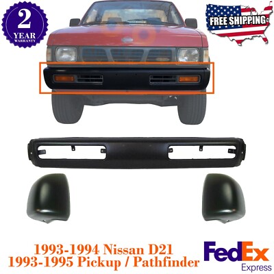 Front Bumper Primed Black + End Caps For 1993-1994 Nissan D21 / 93
