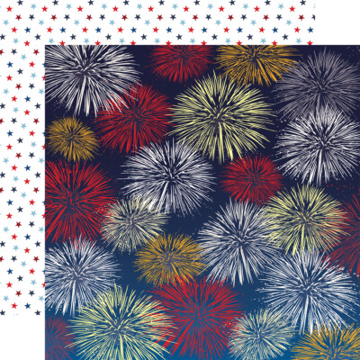 2 Sheets Carta Bella Paper GOD BLESS AMERICA 12x12 Cardstock - Firework Fiesta