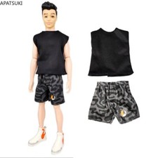 1/6 Boy Doll Clothes For 12" Doll Outfit Black Vest Top Shorts Pants Accessories