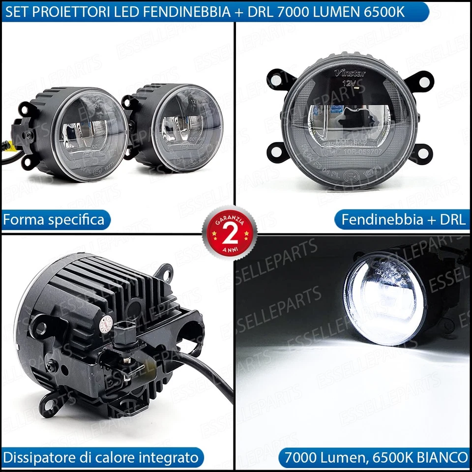 SET PROIETTORI LED FENDINEBBIA + DRL LED MITSUBISHI L200 MK5 NERO 7000 LM - Immagine 2 di 4