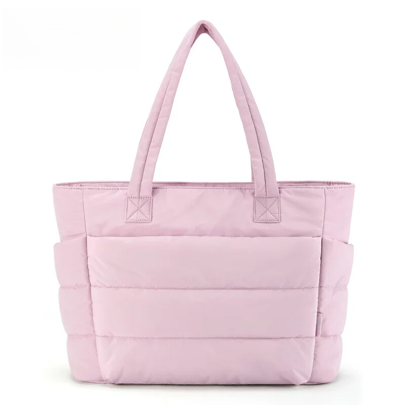Solid Color Padded Tote Bag for College Commuting & Leisure