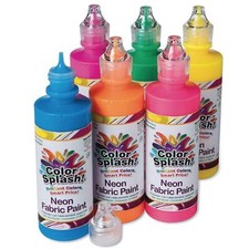 3D Neon Fabric Paint Set - 6 Vibrant Colors, 4oz Bottles with Precision Tips - C