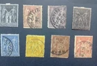 STAMPS FRANCE USED 1876 SAGE LOT OF 8