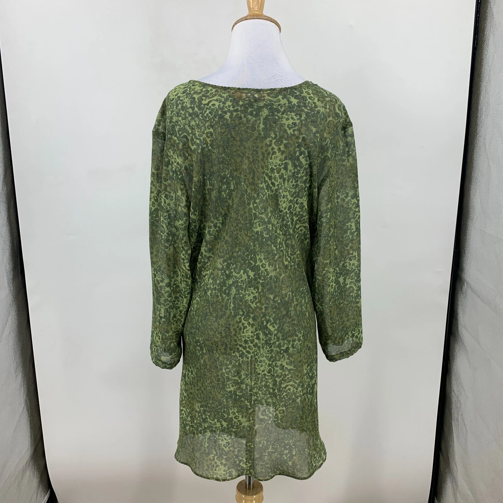 UNDERCOVER Victoria's Secret abito semi trasparente donna L grande stampa animale verde cover up