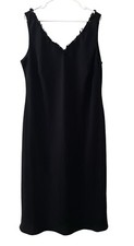 NWOT Jones New York Midi Dress Womens 18W Black Ruffle Neckline Formal Evening