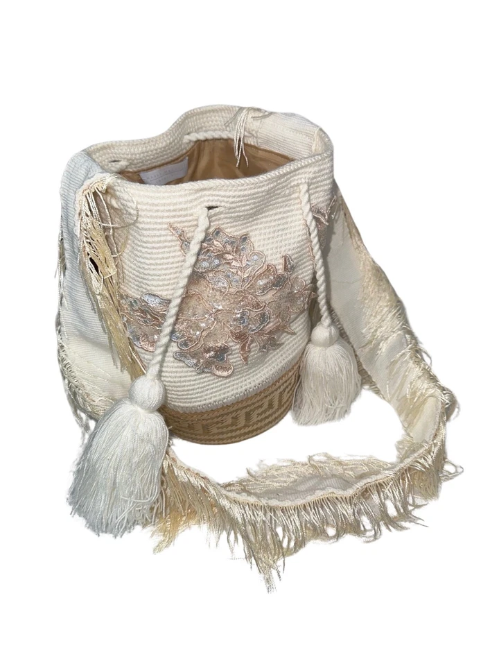 Mochila Colombiana Auténtica WAYUU Hecha a Mano Bandolera Bolso Bling Mejor Paja NUEVO Foto 2 de 4