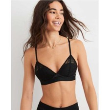 Aerie Real Power Gold Wireless Push Up Paisley Lace Bra Size 34D