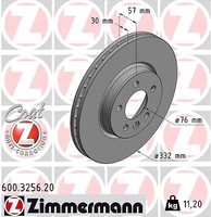 2X Zimmermann 600.3256.20 Bremsscheibe FüR VW