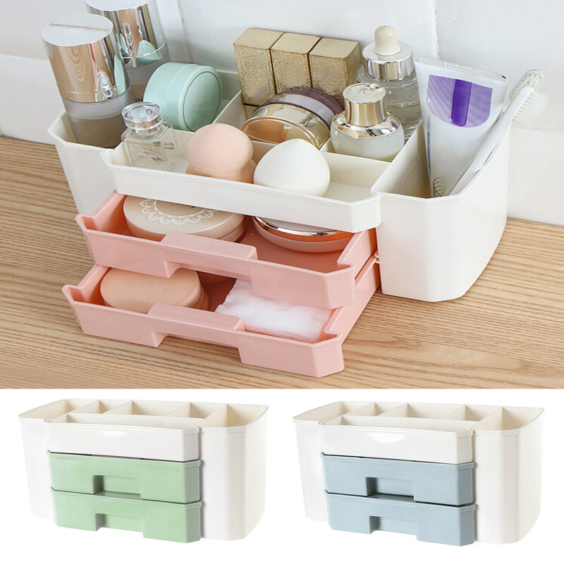 Home Makeup Organizer with Drawers - Cosmetic Desk Storage Box