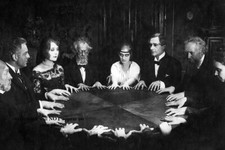 Creepy Vintage Seance PHOTO Scary Strange Spooky Dead Spirits Ghosts Group Talk