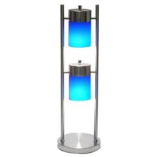 25in H 2-Light Adjustable Table Lamp Blue plastic shades Ore 3031TB