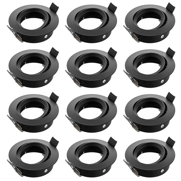 12X Einbau Strahler Rahmen Schwarz Schwenkbar Decke Led Halogen Leuchten Sebson-image