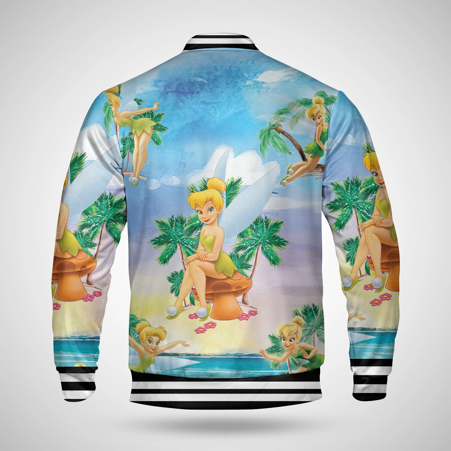 Tinker Bell Palm Tree Bomber Jacket for Summer Vacation