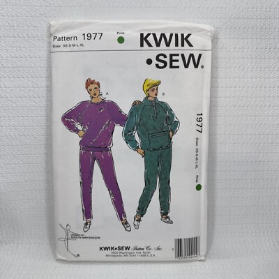 Kwik Sew 1977 Misses Jogging Suit Jacket Sweatshirt Pattern Chest 31.5-45 Uncut