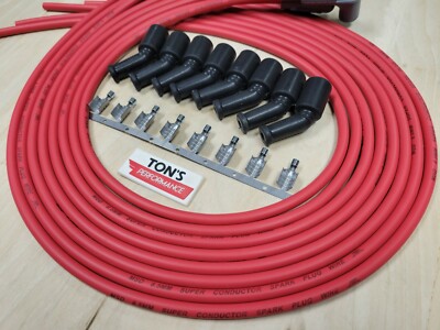 42 MSD 8.5mm LSX LS1 Universal Unassembled 90 Degree Spark Plug Boots Wires RED - Foto 3