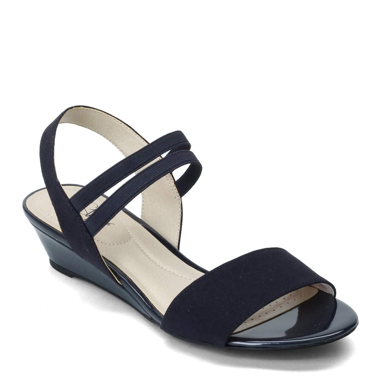 LifeStride Womens Yolo Wedge Sandal in Navy Size 8 Wide US Comfortable Casual Style