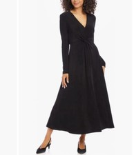 NWT Karen Kane Twist Front Long Sleeve Black Elegant Dress
