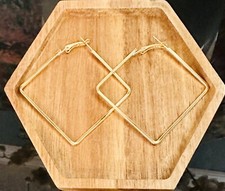 Gold tone minimalist square hoop earrings