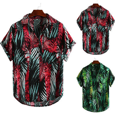 ARTFFEL Men Casual Short Sleeve Button Up Floral Print Beach Shirts 