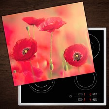 Glass Worktop Saver Ceramic Induction Hob Protector Cover Red poppies