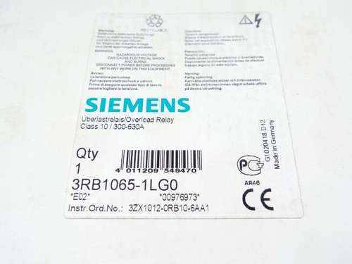 SIEMENS 3RB1065-1LG0 ELECTRONIC OVERLOAD RELAY 300...630A CLASS 10 SIZE S10 / S1 - Picture 2 of 11