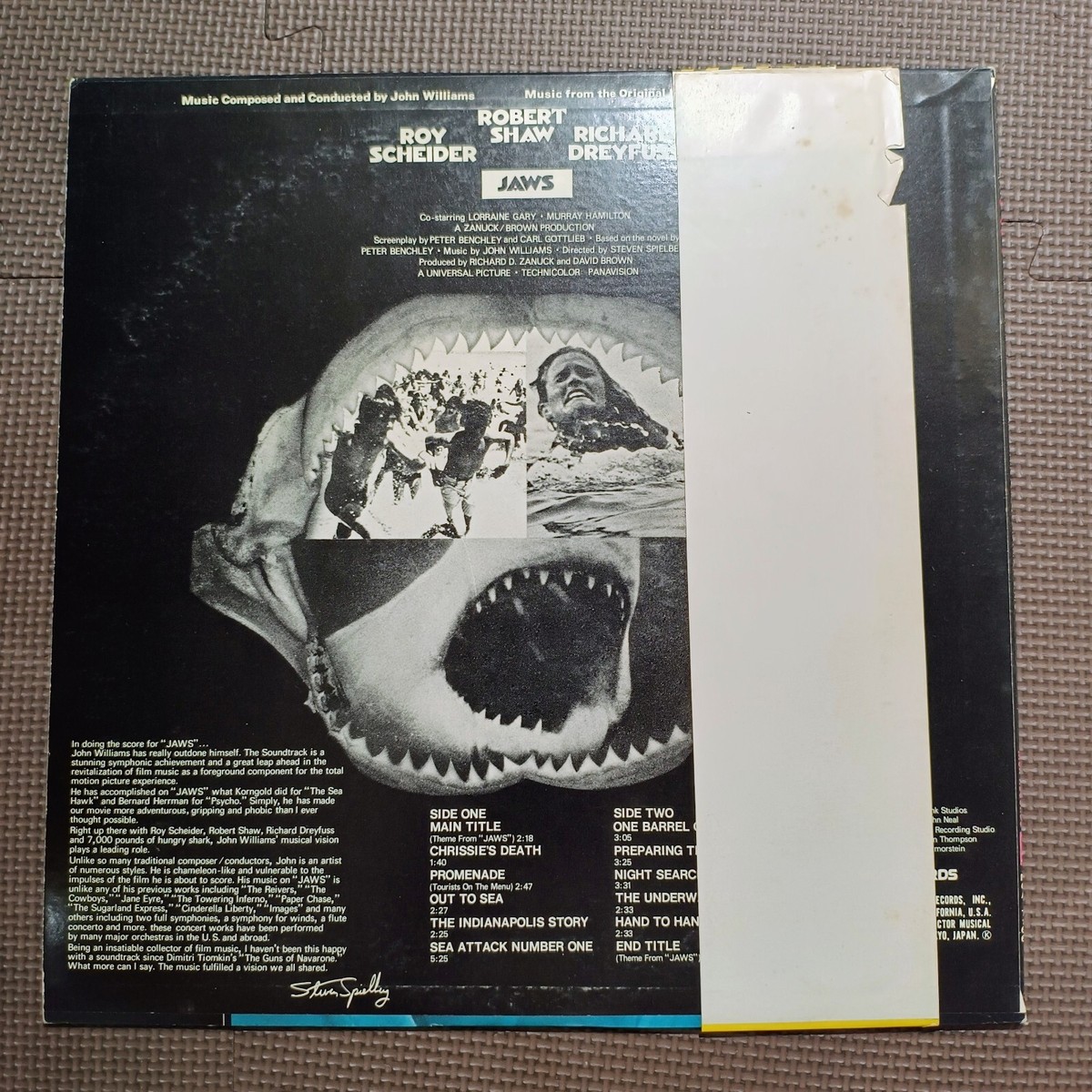JOHN WILLIAMS-JAWS O.S.T. MCA-7166 JAPAN ORIGINAL ISSUE 1LP