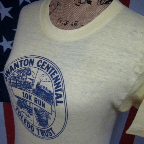 SWANTON CENTENNIAL vtg tee 10K Run thin med T shirt Healthknit 1980s Ohio - Picture 4 of 4
