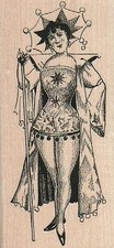 Lady In Costume 2 x 4" Rubber Stamp, People Stamp, Woman Stamp