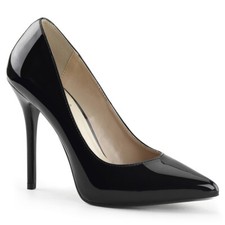 Black Patent 80s Classic Pumps Stiletto High Heels Formal Bridesmaid Shoes