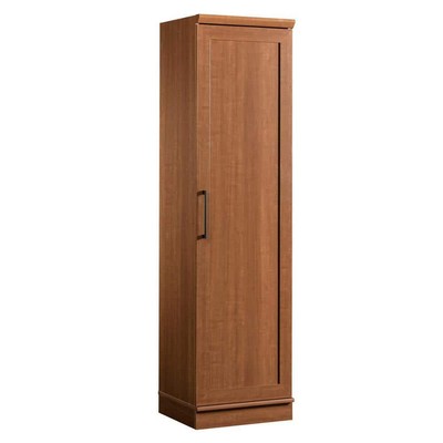 SAUDER Pantry Cabinet Engineered Wood Single-Door Adjustable Shelves Sienna Oak