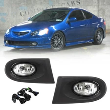 For 2002 -2004 Acura RSX 2DR Pair Clear Lens Bumper Fog Lights Lamps w/wiring