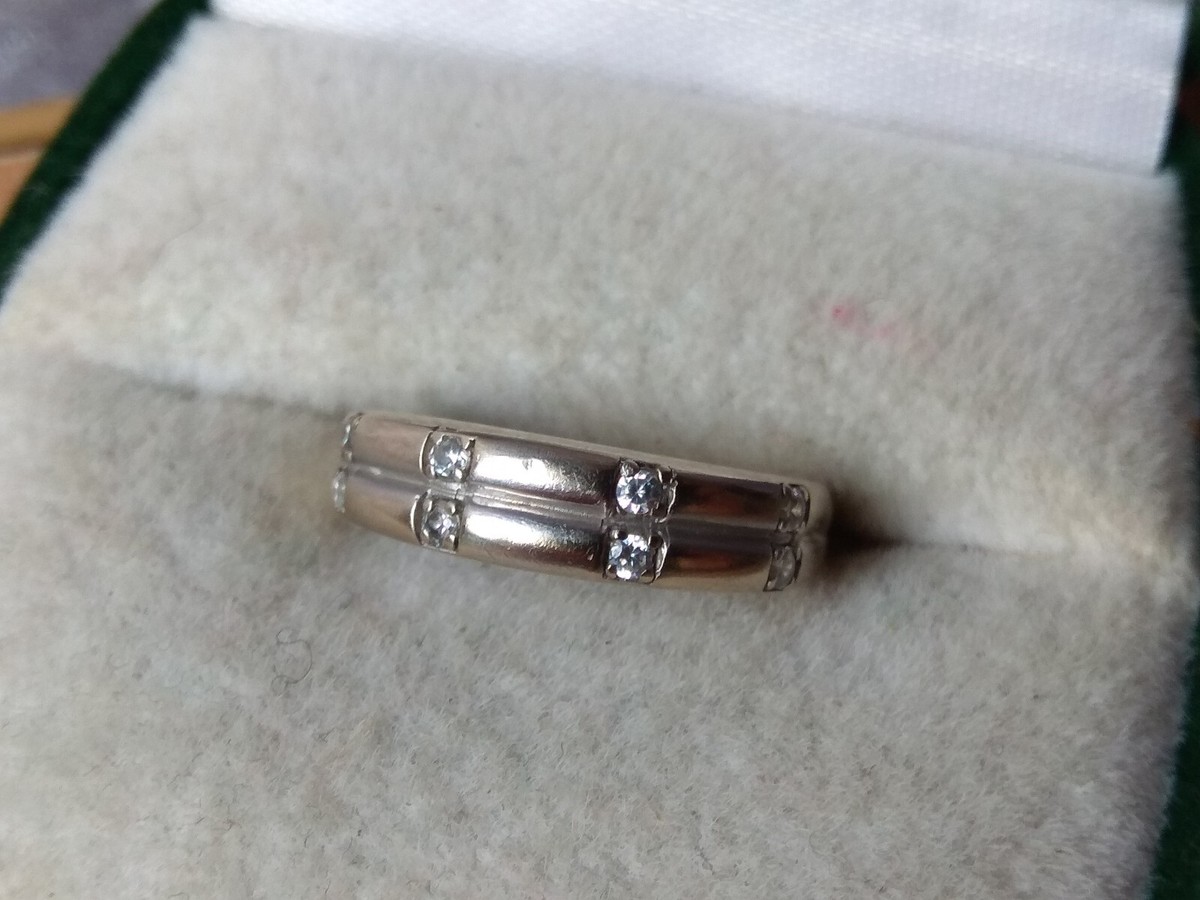 GOLD white RING Weight g Vintage 585 stamp SIZE NICE jewelry stone