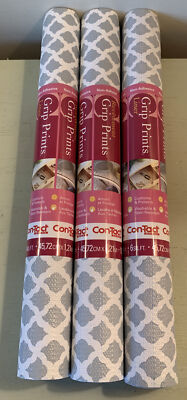 Lot Pack of 3 Con-Tact Non-Adhesive Shelf Liner - Gray, 18'' x 4'