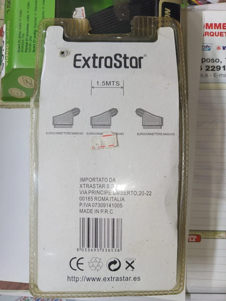 Cavo da 1,5mts SCART maschio | prolunga presa tv audio video registratore vhs - Immagine 2 di 2