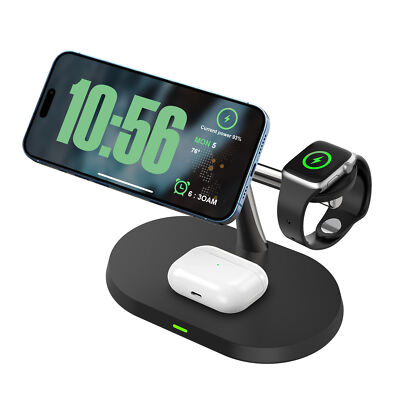 3in1 15W Wireless Charger Magnetic Charging Station For Apple Watch 10 iPhone 16