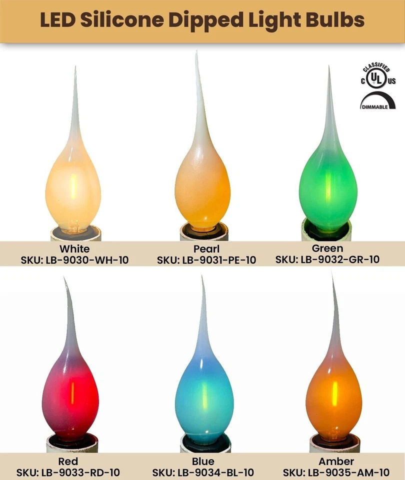 RDI Transparent Silicone Filament LED Bulb, 1W 2500K, Multiple Colors Set of 10 - Image 2 of 4