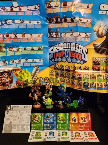 9 Skylanders Trap Team mit Poster, Karten & Stickern - Bushwhack, Terrabite, Wasser