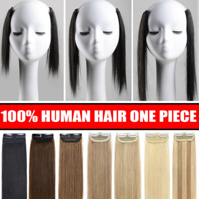 30Cm Glatt Clip In Echthaar Haar Extensions Dick Ein-Stück Tresse Haarteil Pony