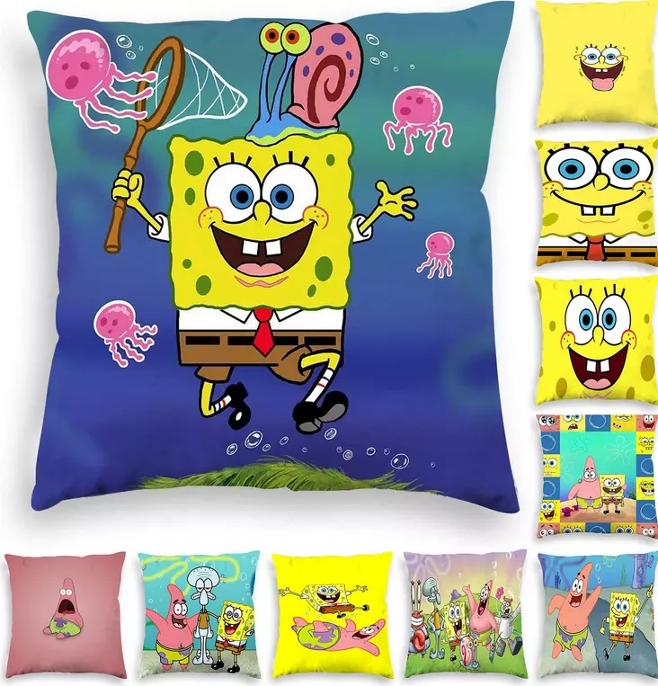 3D SpongeBob SquarePants Throw Pillow Case Cushion Cover Sofa Home