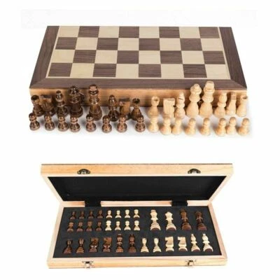 RMW Large Chess Wooden Set Folding Chessboard Magnetic Pieces Wood Board UK New